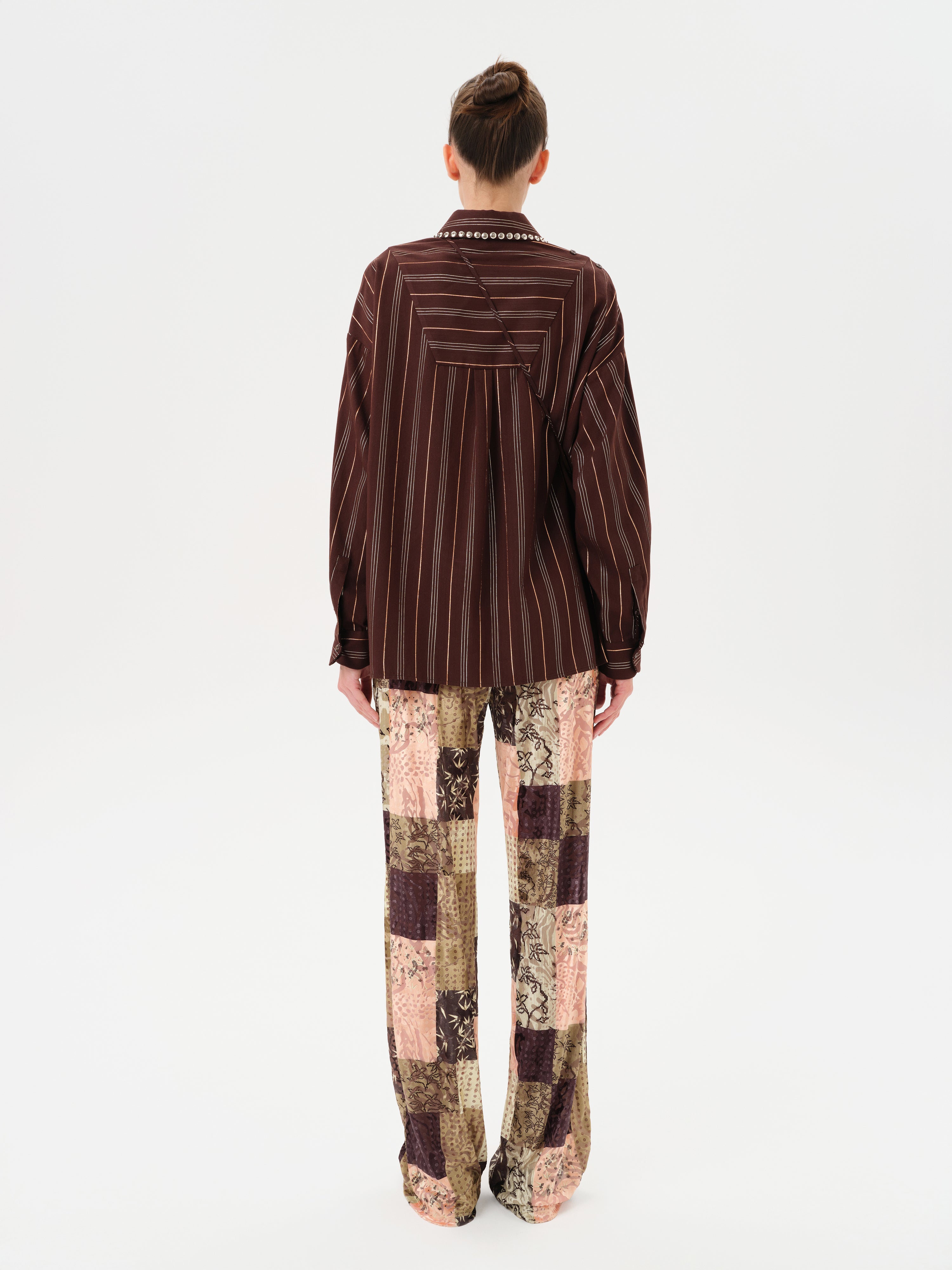 BRITY - Low-rise patchwork velvet pants