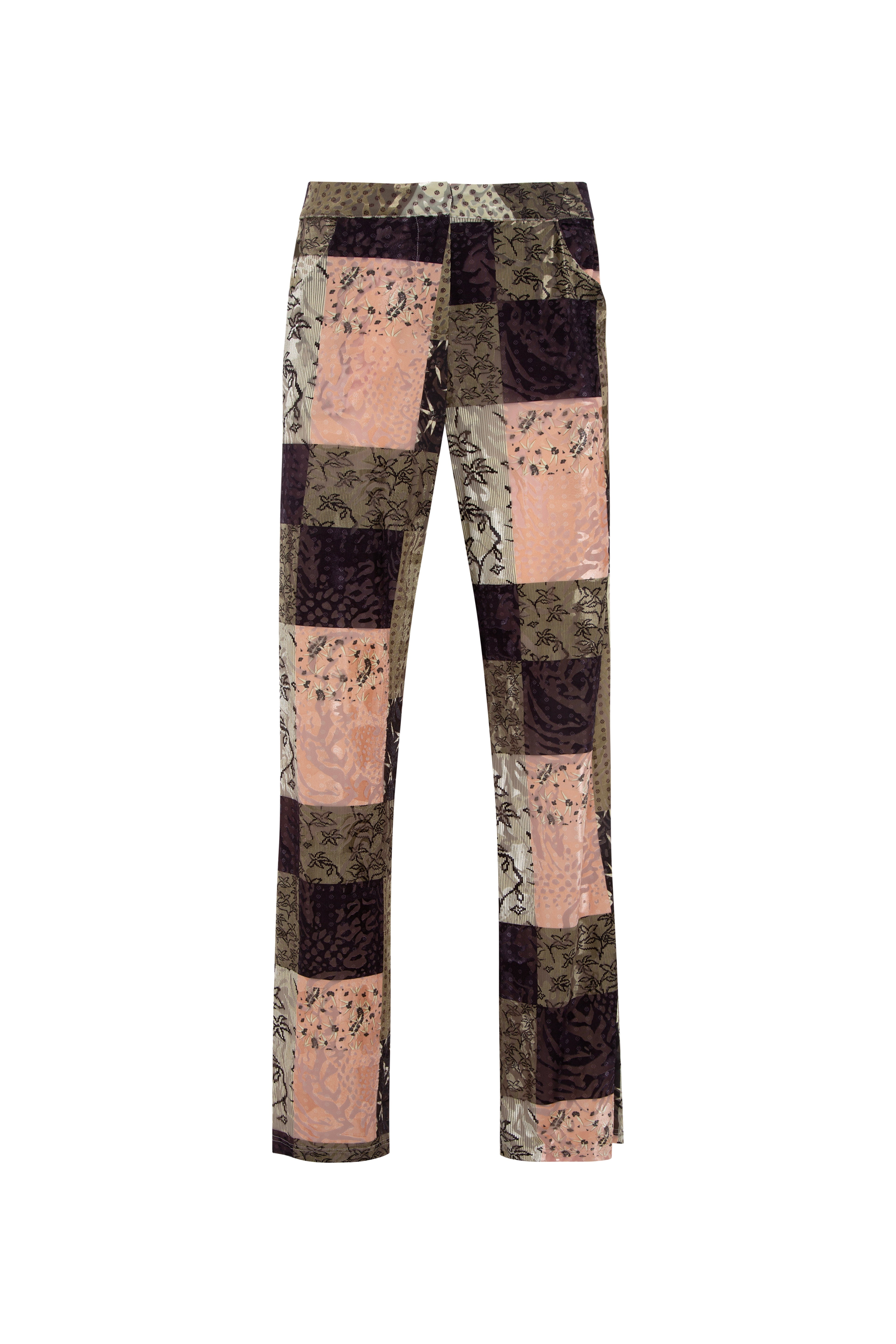 BRITY - Low-rise patchwork velvet pants
