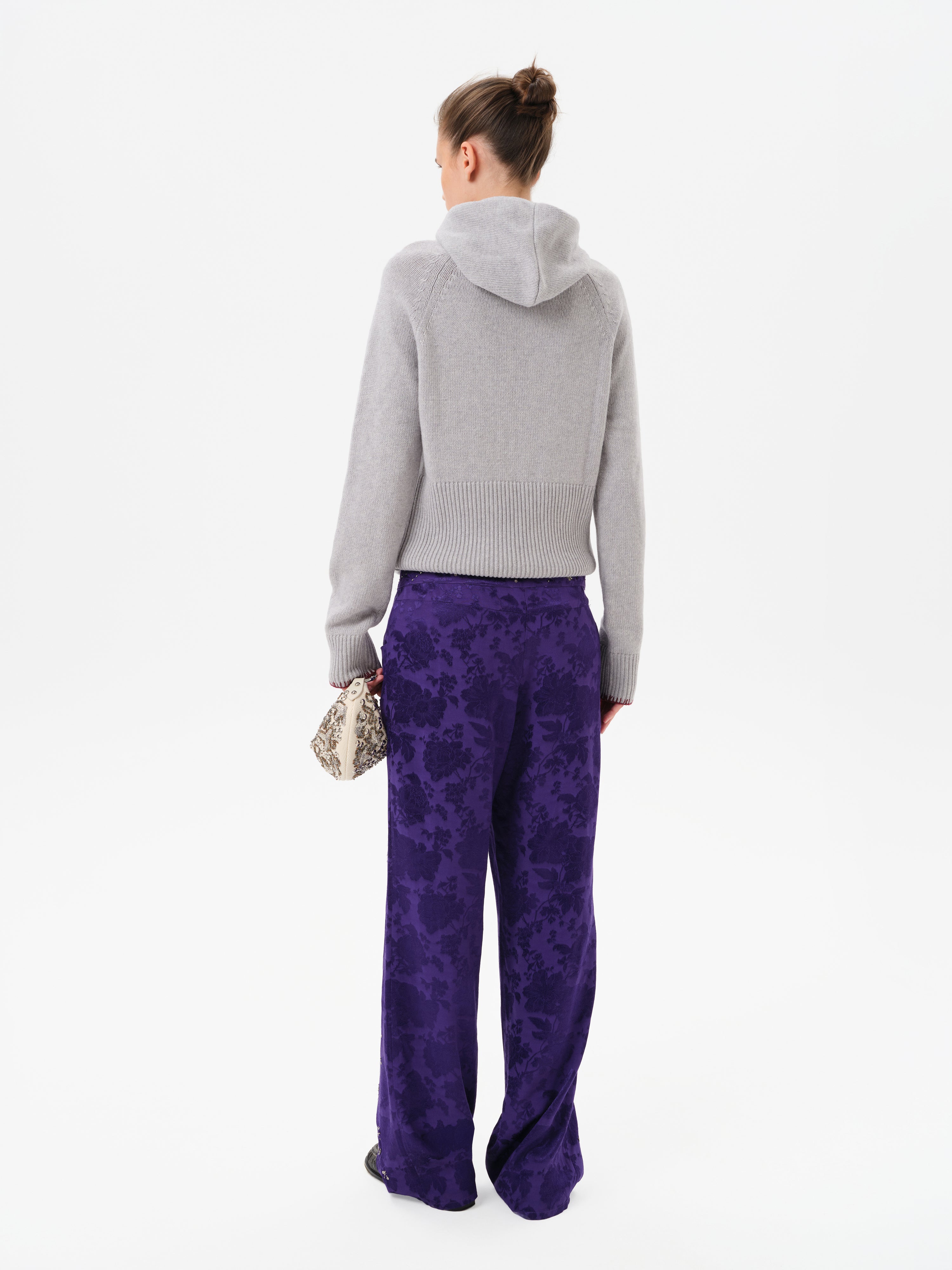 BRITY - Printed mid-rise satin pants