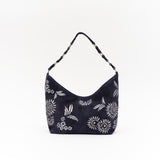 MINI GALIA - Silver-embroidered suede shoulder bag