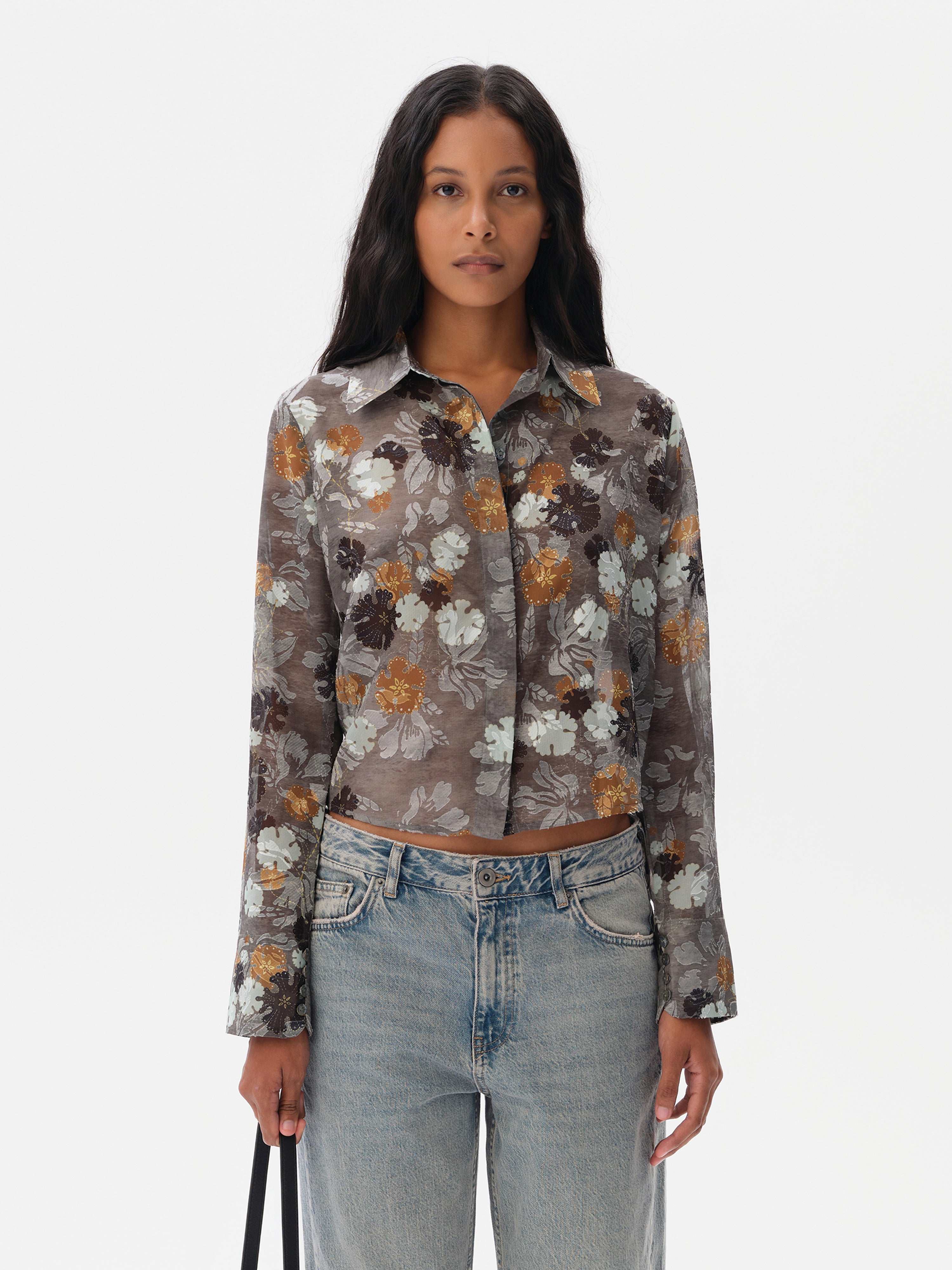 SEZANNE - Chiffon shirt with devoré detail