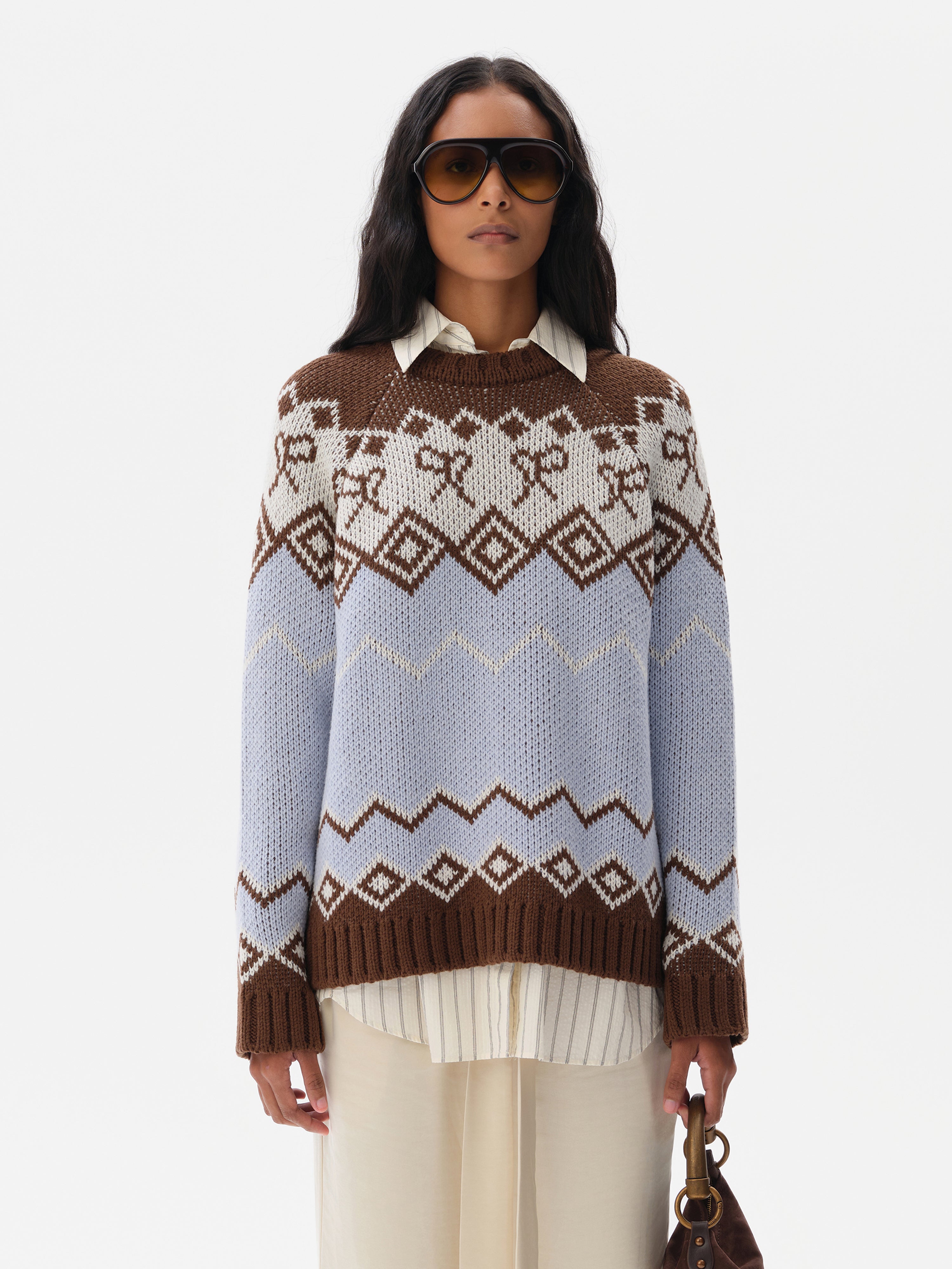 CELESTE - Wool jacquard-knit sweater