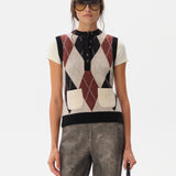 CARINA - Cashmere-wool blend semi-buttoned vest