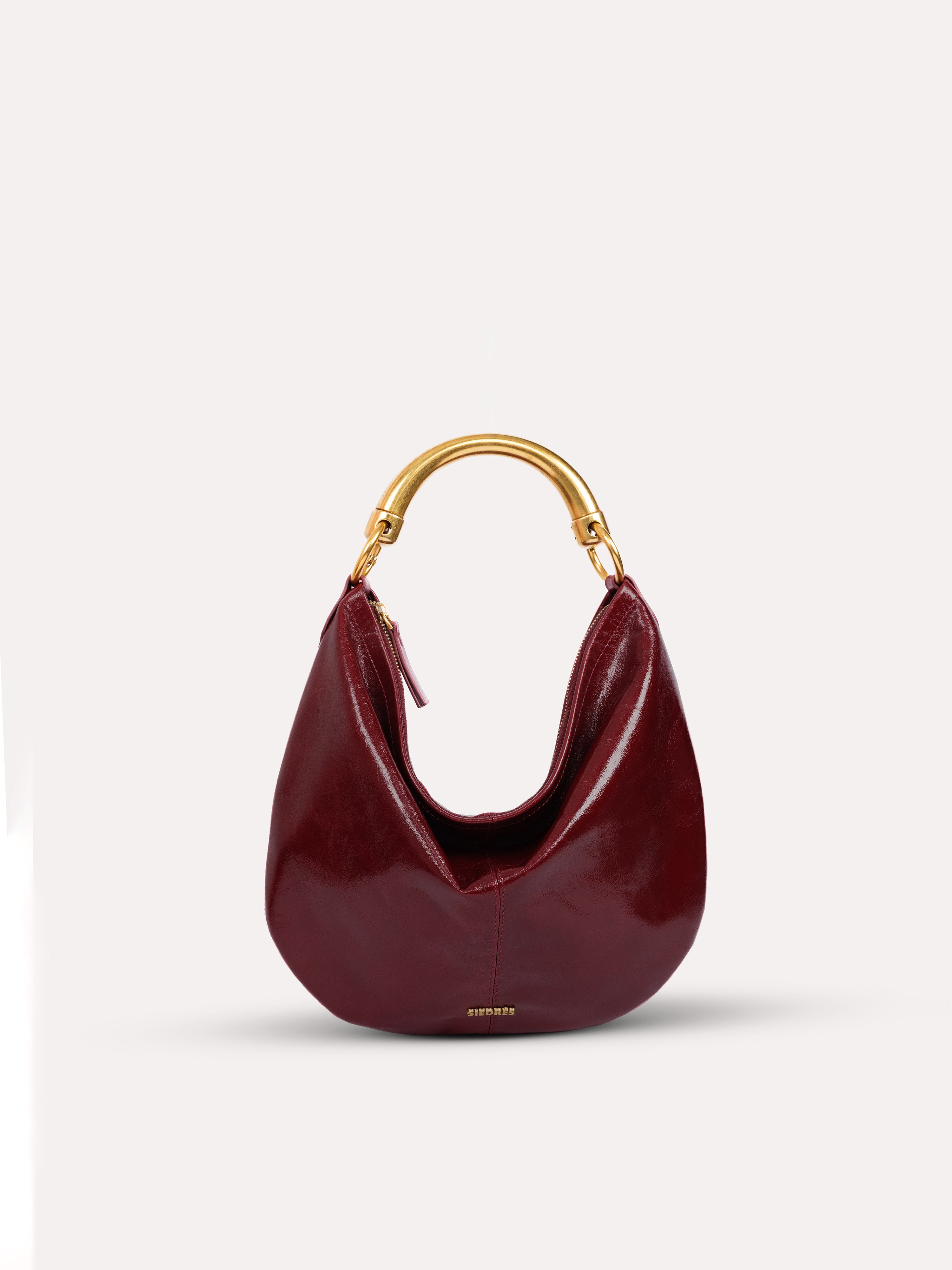 CHÉRIE MEDIUM - Medium leather hobo bag with metal top handle