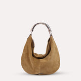 CHÉRIE MEDIUM - Medium suede hobo bag with metal top handle