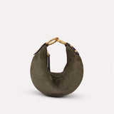 CHÉRIE SMALL - Suede hobo bag with metal top handle