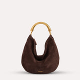 CHÉRIE MEDIUM - Medium suede hobo bag with metal top handle