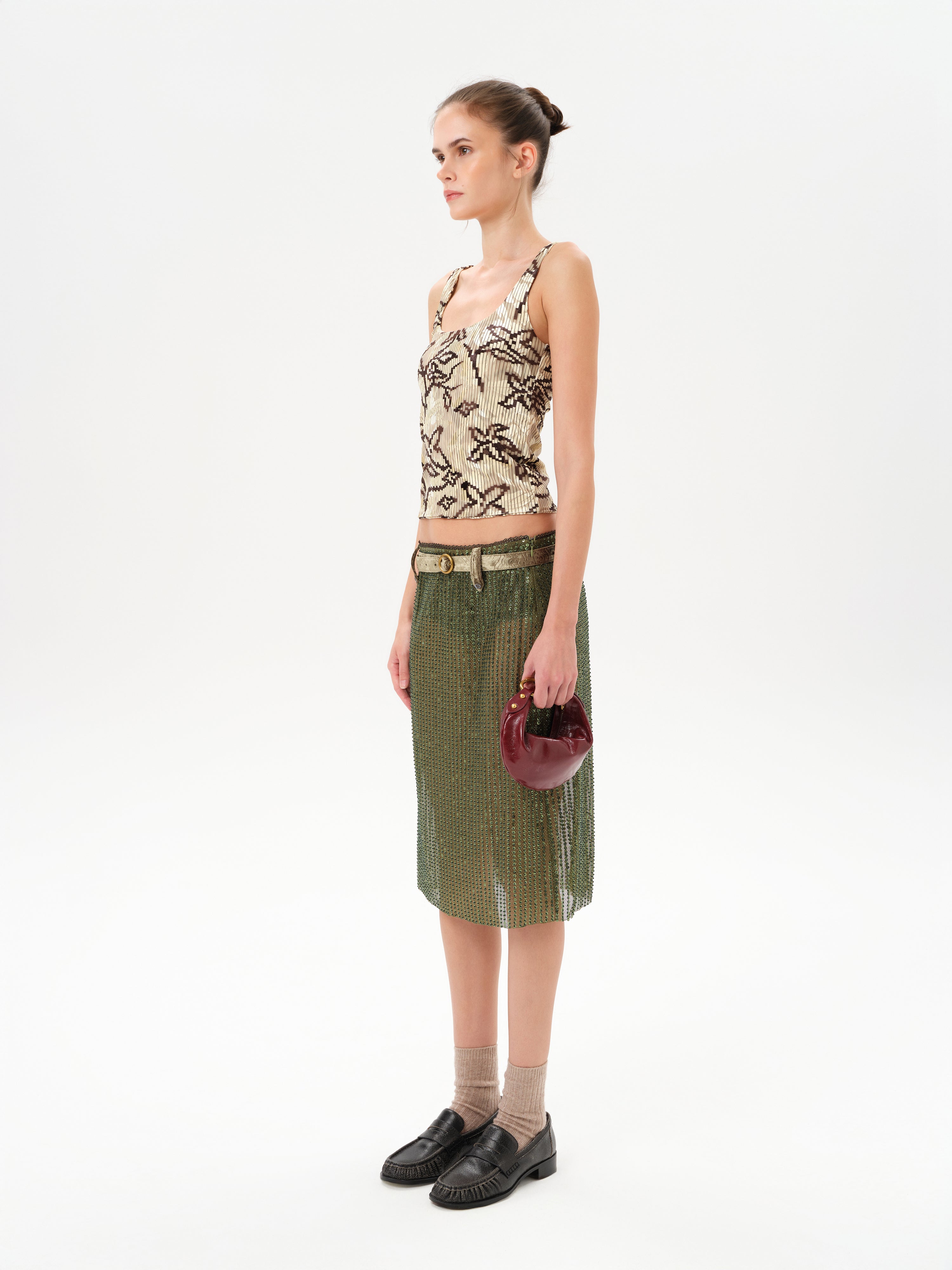 CALI - Velvet tank top with devoré detail