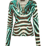 CASEY - Zebra print cape detailed top