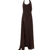 CEYL - Halterneck asymmetric jersey dress with slit and bodysuit