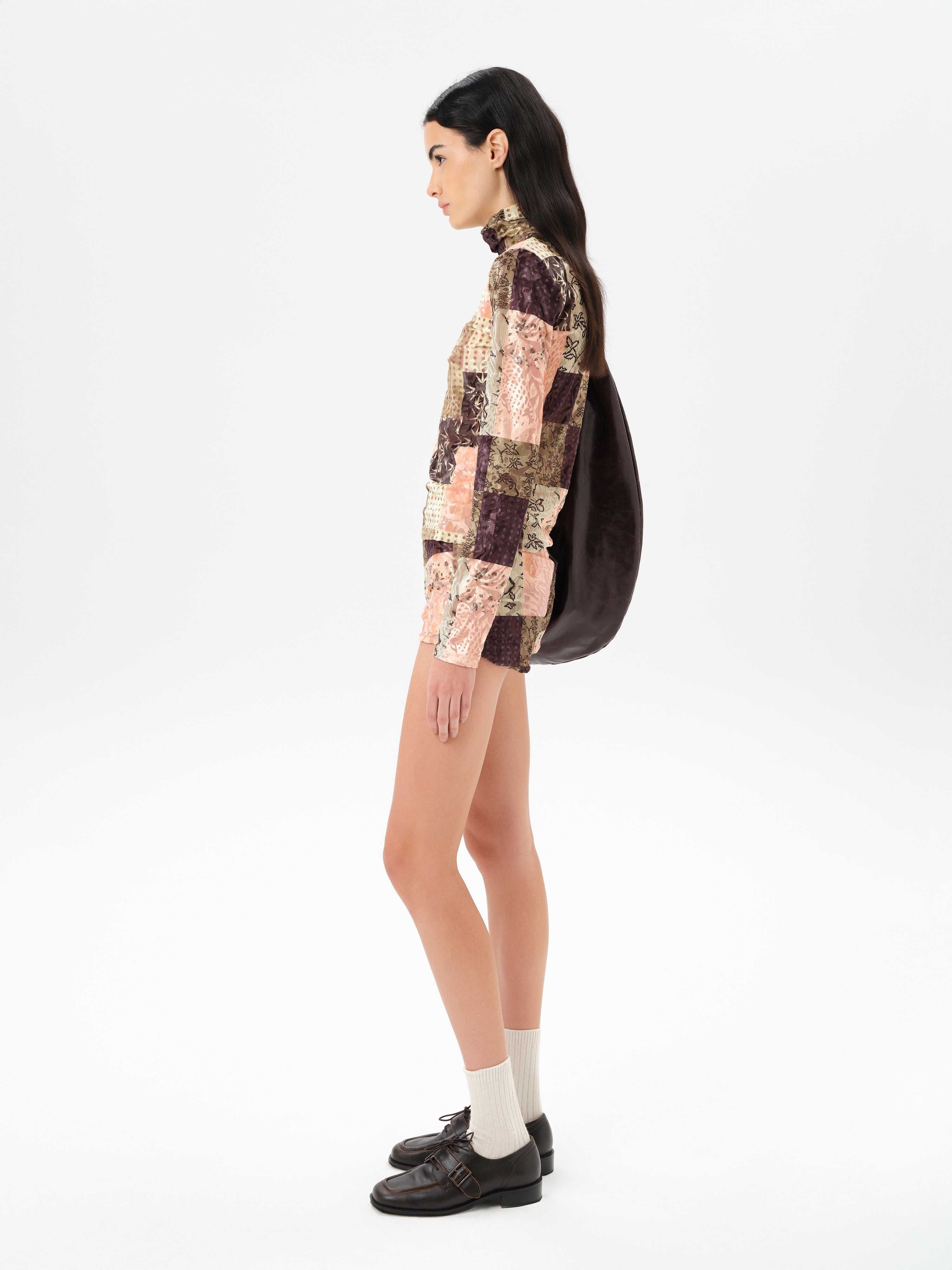 CODY - Printed long sleeve velvet top