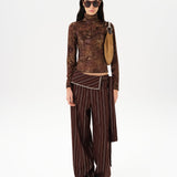 CODY - Printed long sleeve velvet top