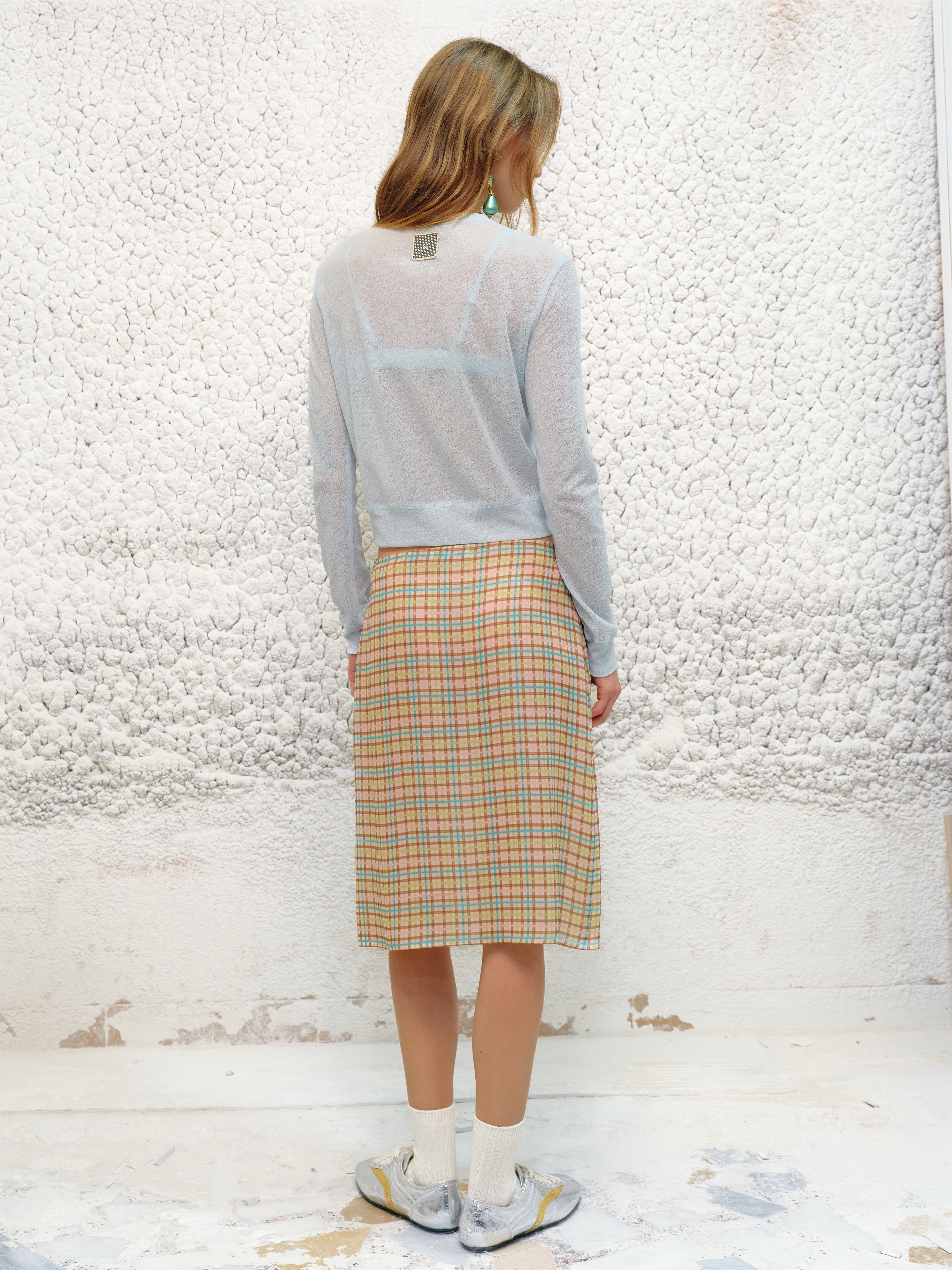 COLETTE - Check chiffon midi skirt