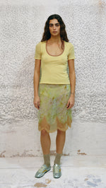 COLETTE - Printed chiffon midi skirt with lace hem