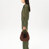 CHÉRIE MEDIUM - Medium suede hobo bag with metal top handle