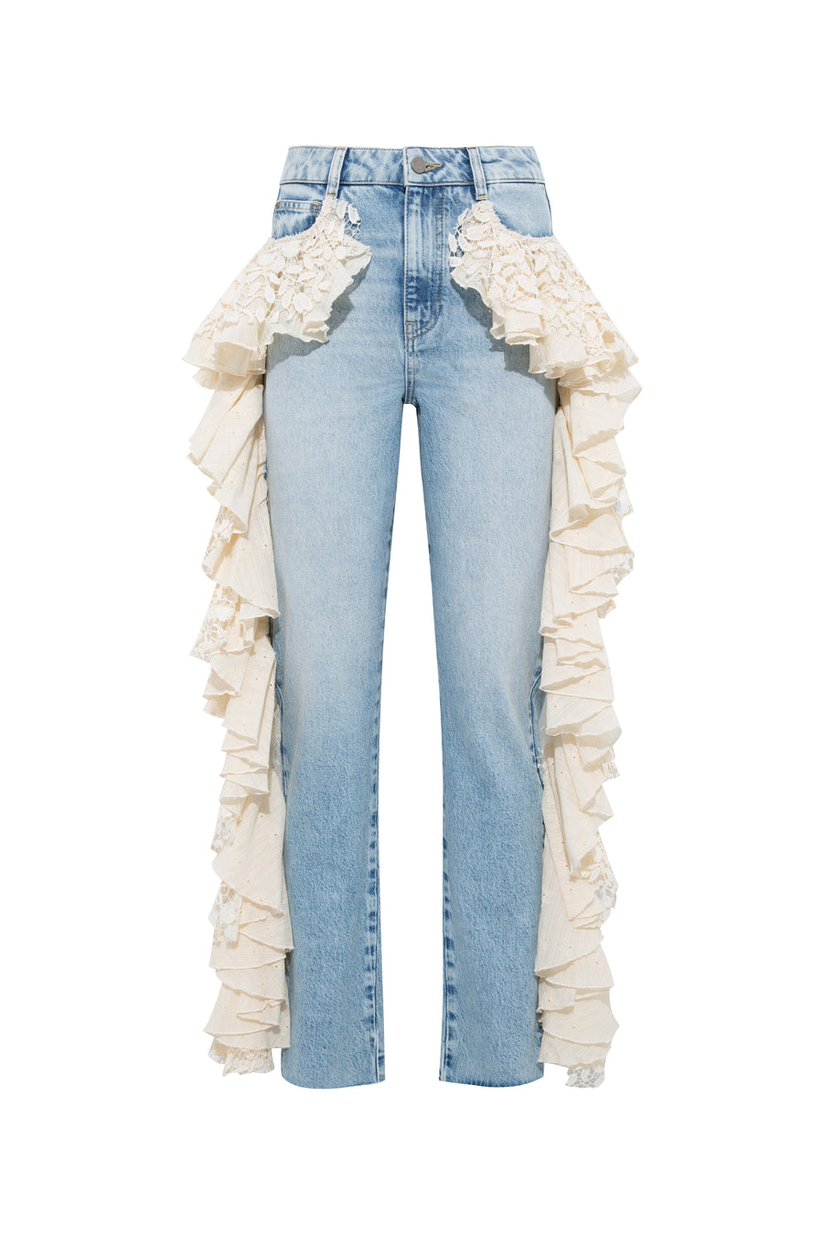 DAKY - Ruffle detailed straight-leg jeans