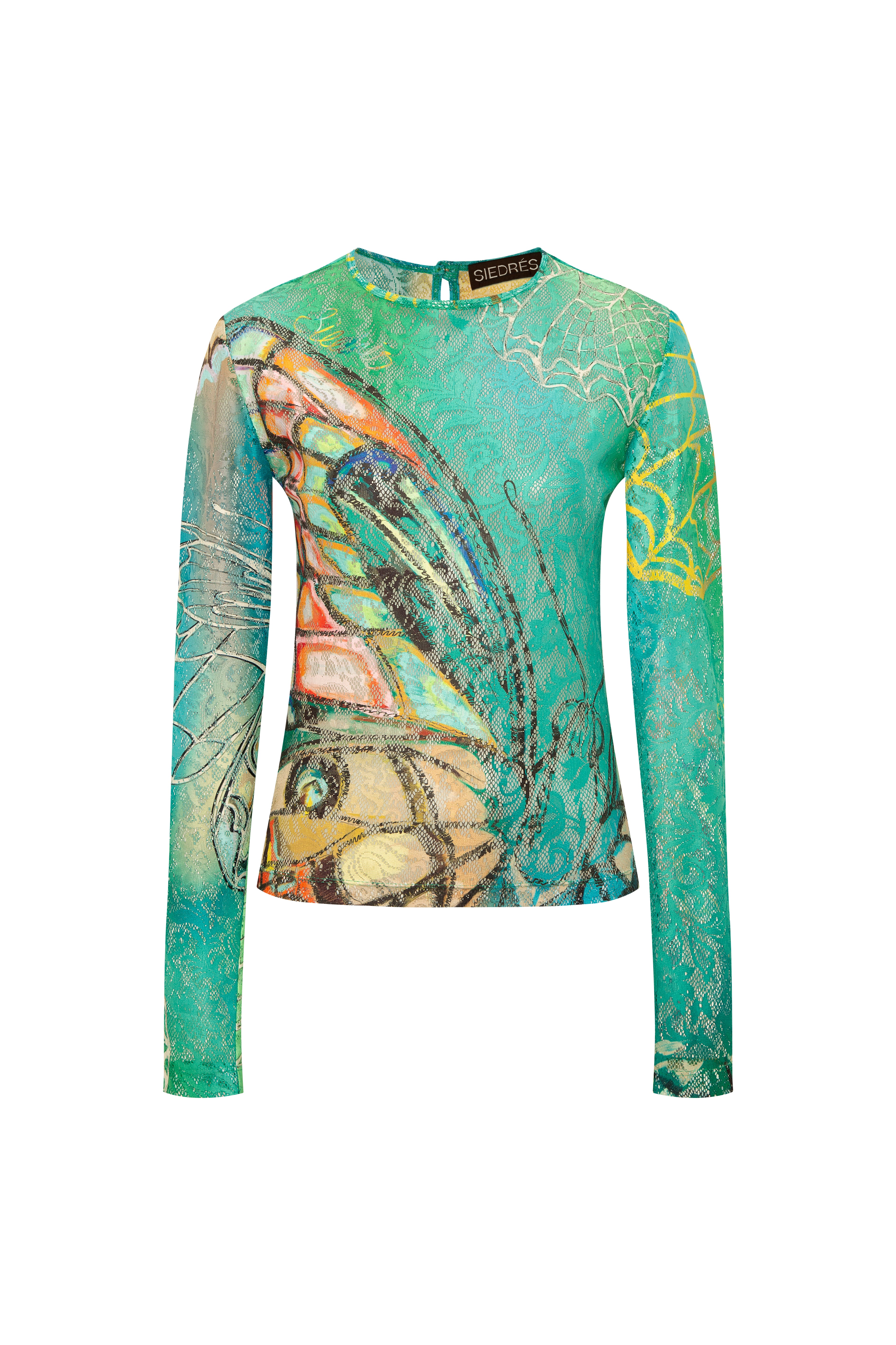 DEZOL - Printed long sleeve lace top