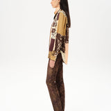 DORY - Mid-rise printed velvet pants