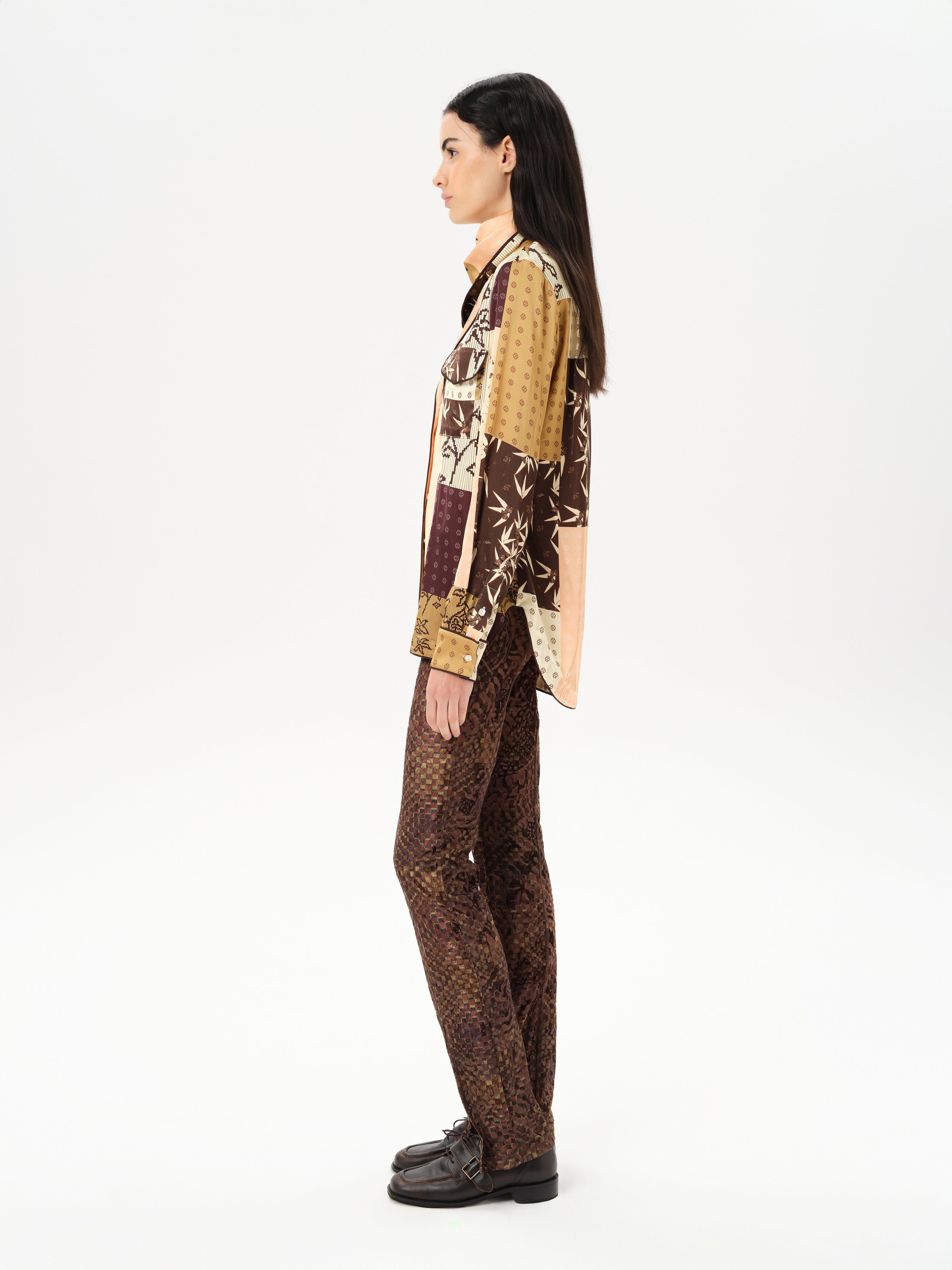 DORY - Mid-rise printed velvet pants