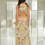 EFFIE - Ruffled printed organza dress