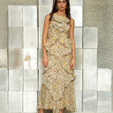 EFFIE - Ruffled printed organza dress