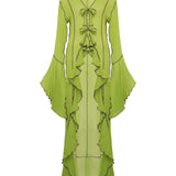 ELINA - Tie-front maxi length top with contrast stitching