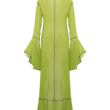 ELINA - Tie-front maxi length top with contrast stitching