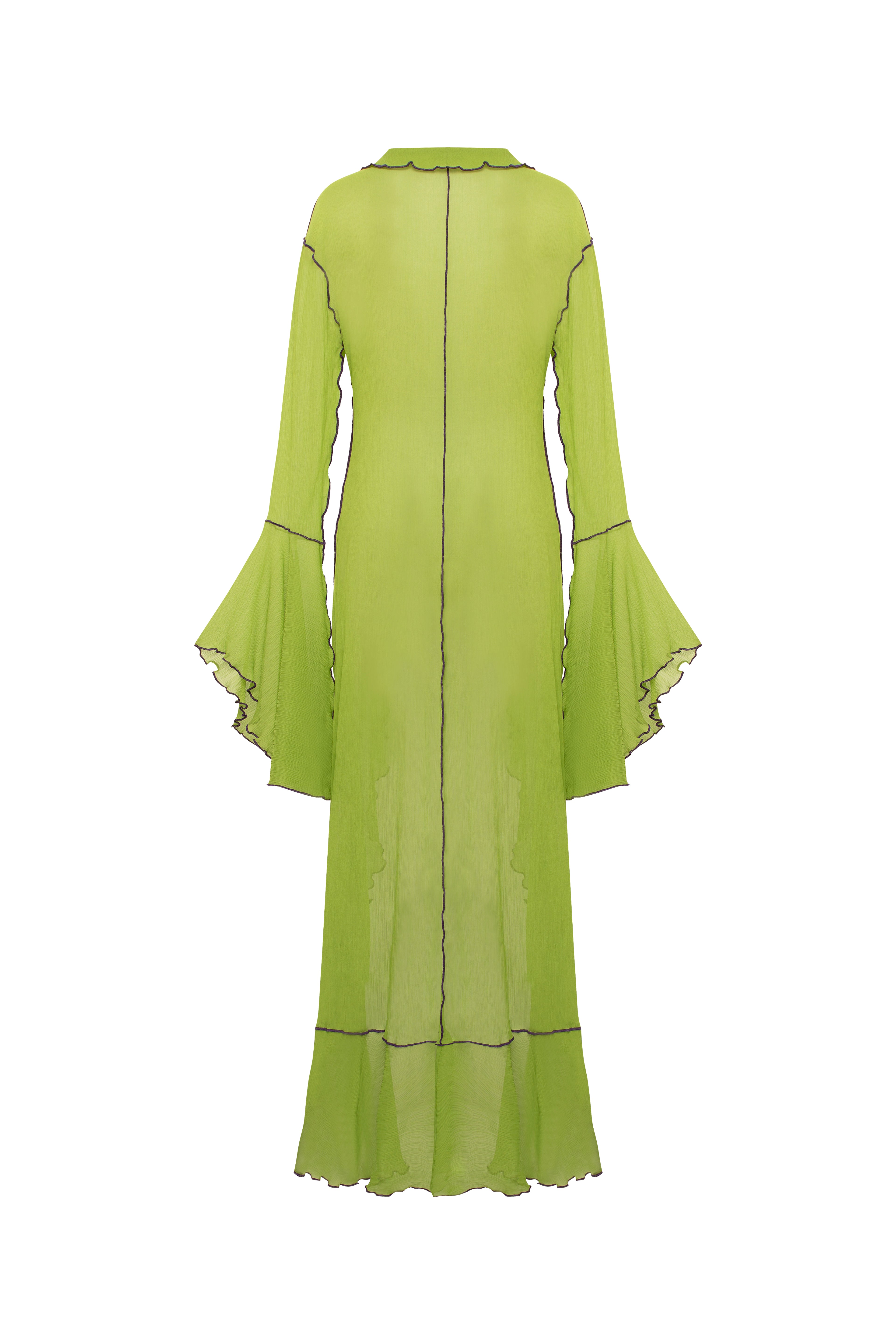 ELINA - Tie-front maxi length top with contrast stitching