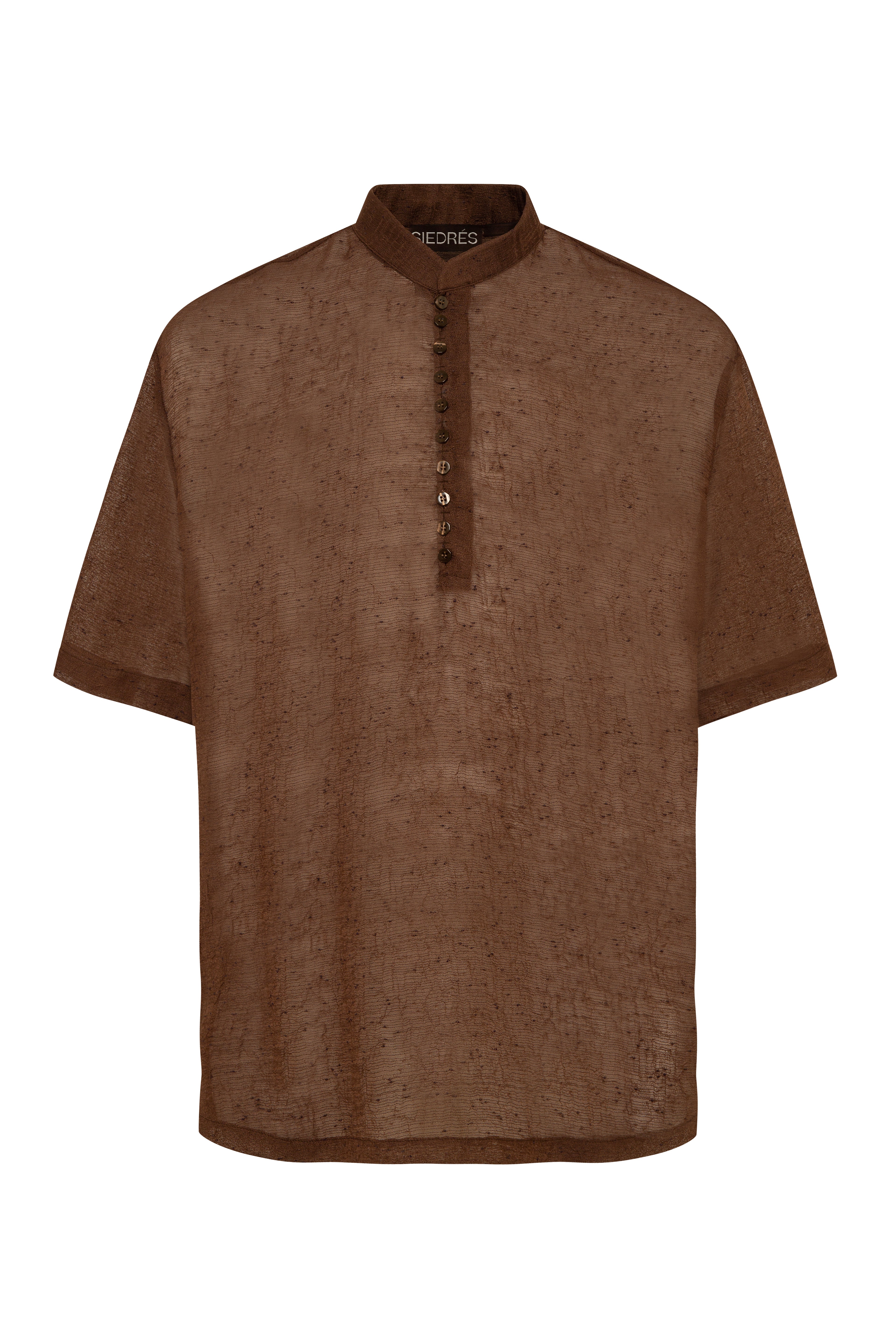 EMANUEL - Mandarin collar short sleeve shirt