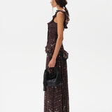 EMILIA - Ruched printed mesh maxi dress