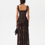 EMILIA - Ruched printed mesh maxi dress