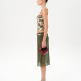 ESTELLE - Sequin sheer midi skirt with belt detail