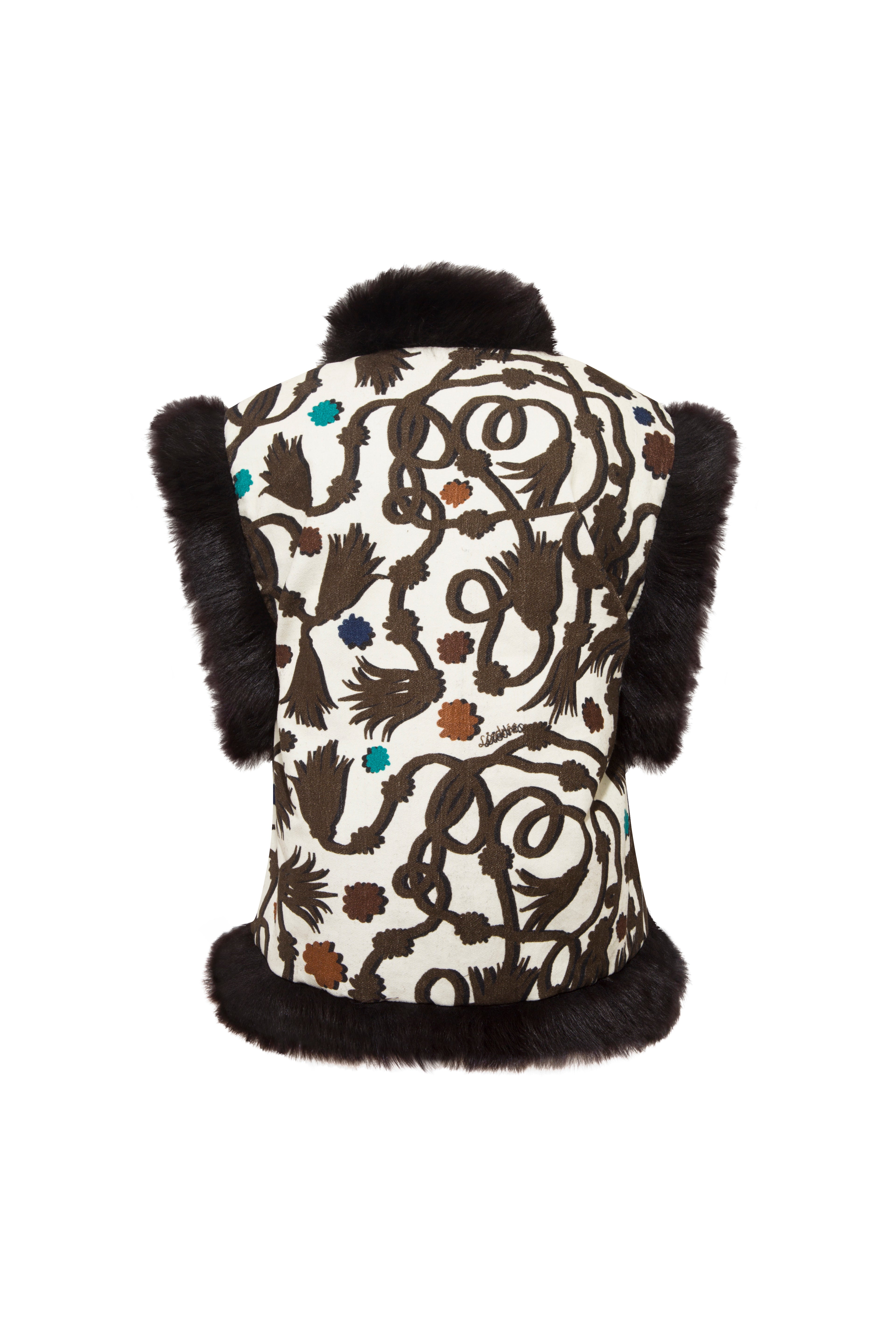ESTEV - Printed vest with fur trim