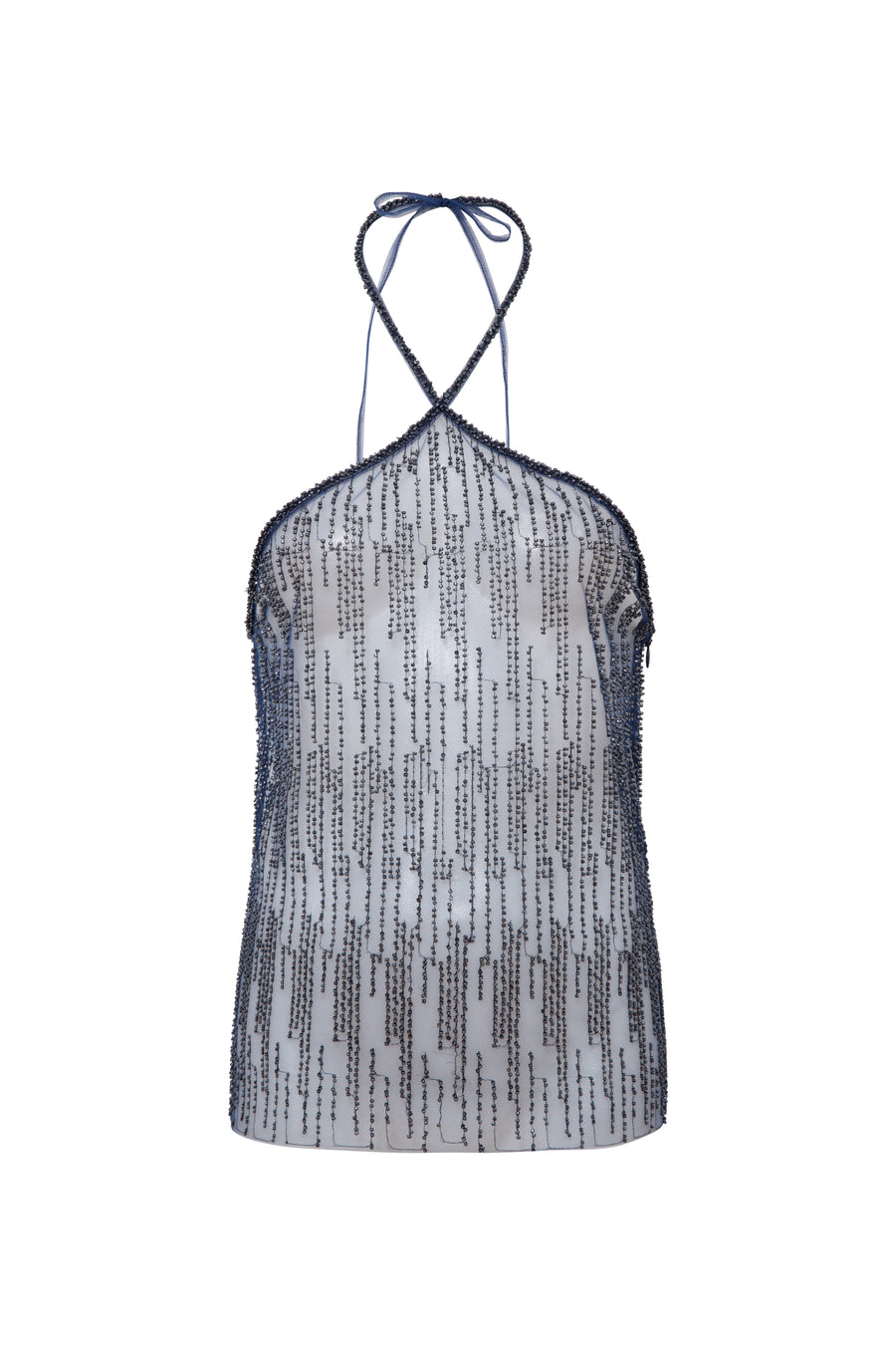 FABIANA - Bead-embellished sheer halterneck top