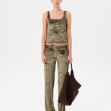 FERN - Low-rise velvet devoré pants