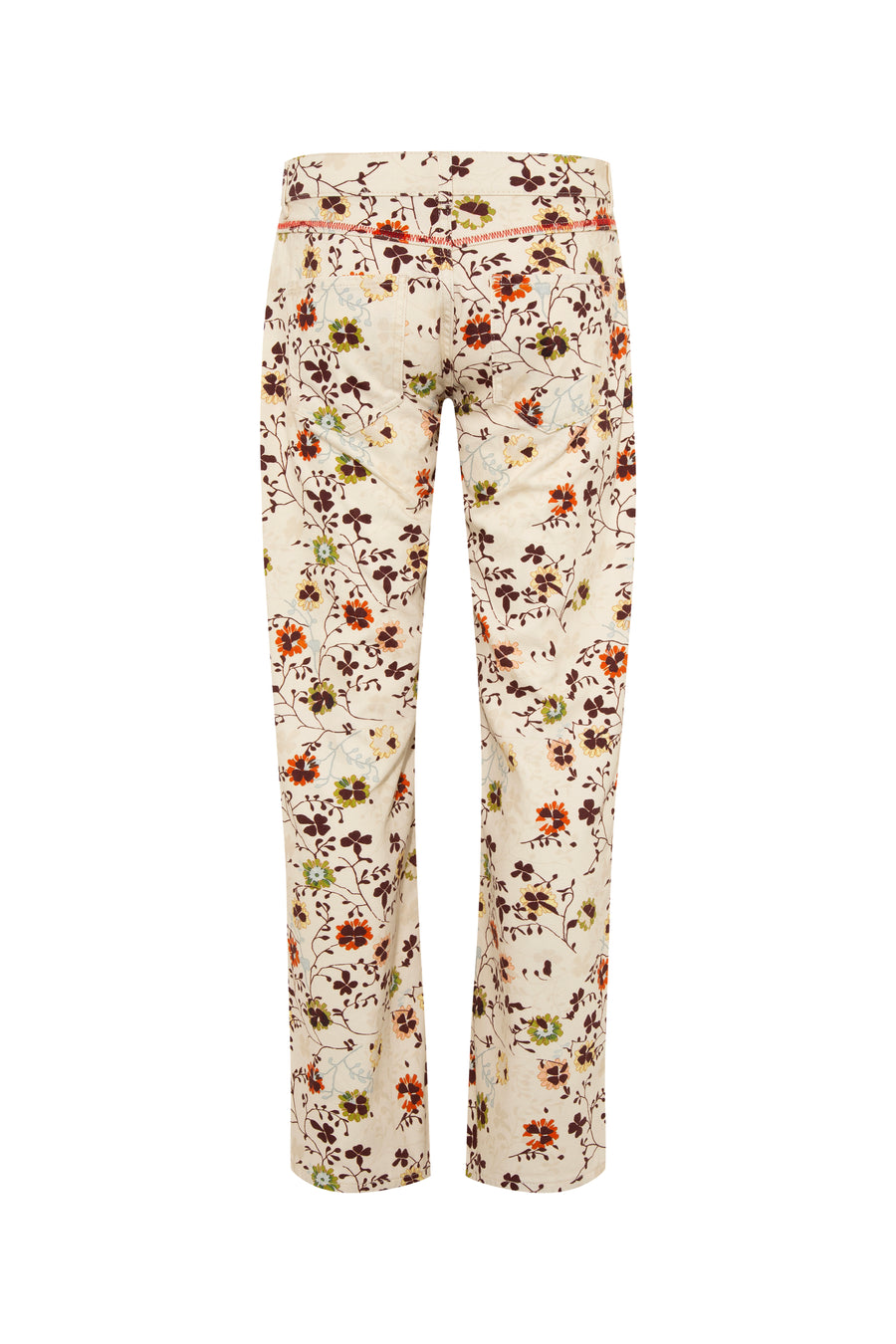 FLAU - Floral printed low-rise jeans with contrast stitching