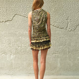 FLORIANA - Velvet devoré mini dress with ruffled hem