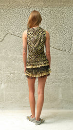 FLORIANA - Velvet devoré mini dress with ruffled hem