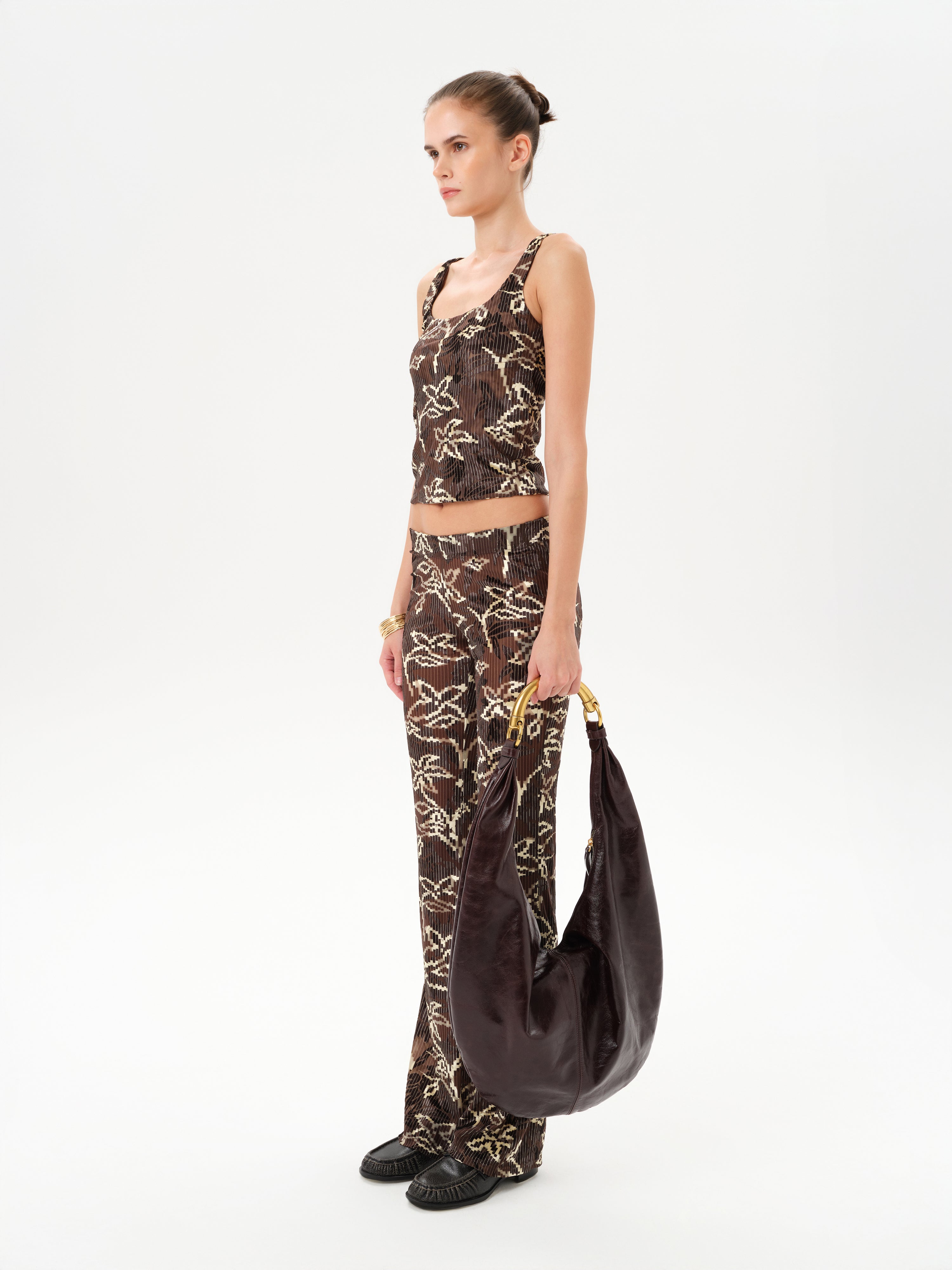 FLO - Low-rise printed velvet pants