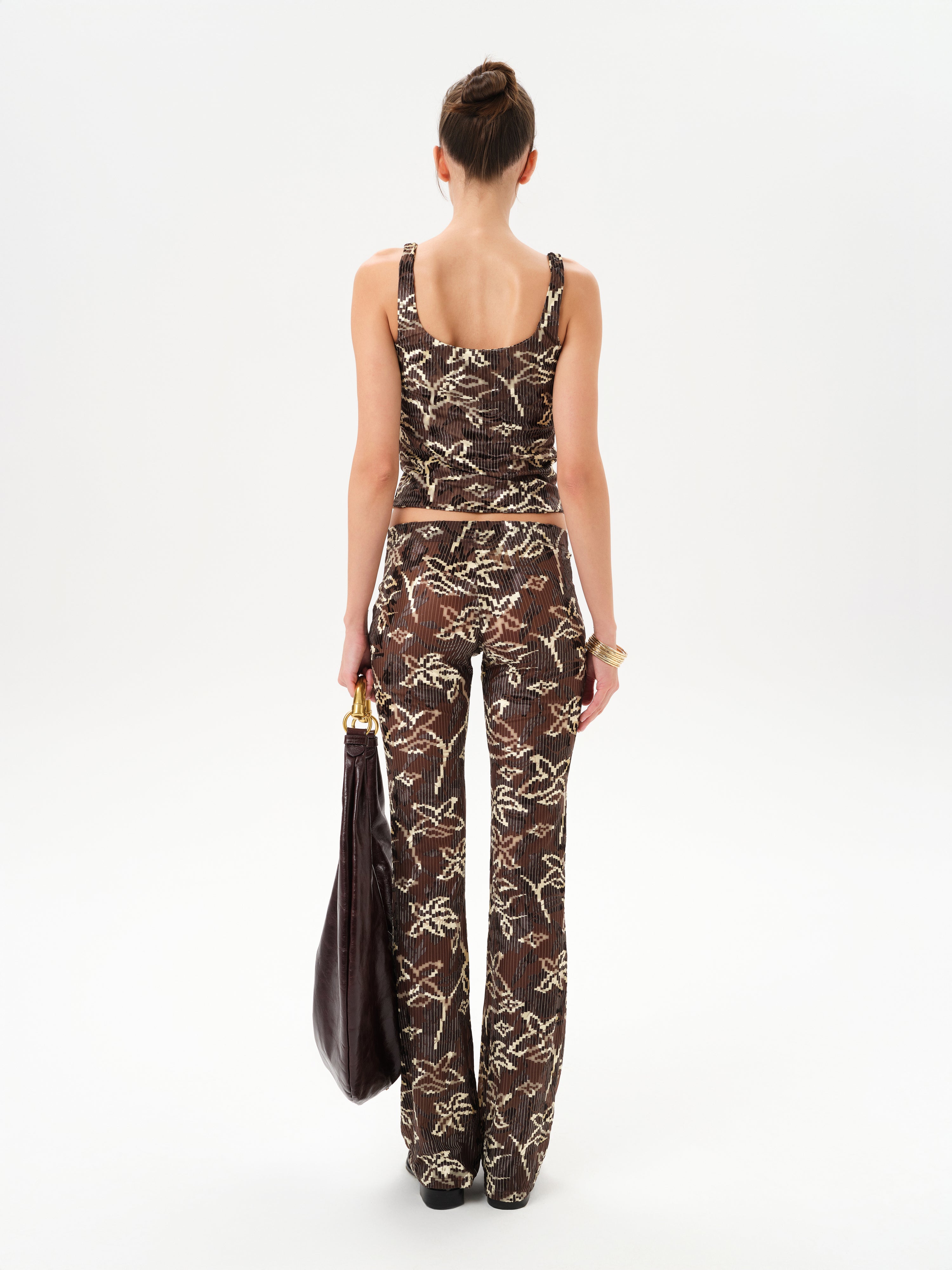FLO - Low-rise printed velvet pants