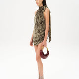 FRANKY - Velvet devoré mini halter dress