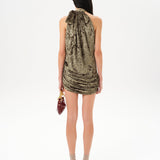 FRANKY - Velvet devoré mini halter dress