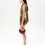 FRANKY - Velvet devoré mini halter dress