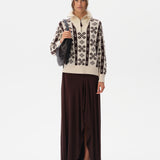 GENEVA - Cashmere-wool blend knit sweater with semi-zipper