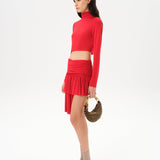 GIGI - Ruched mesh mini skirt