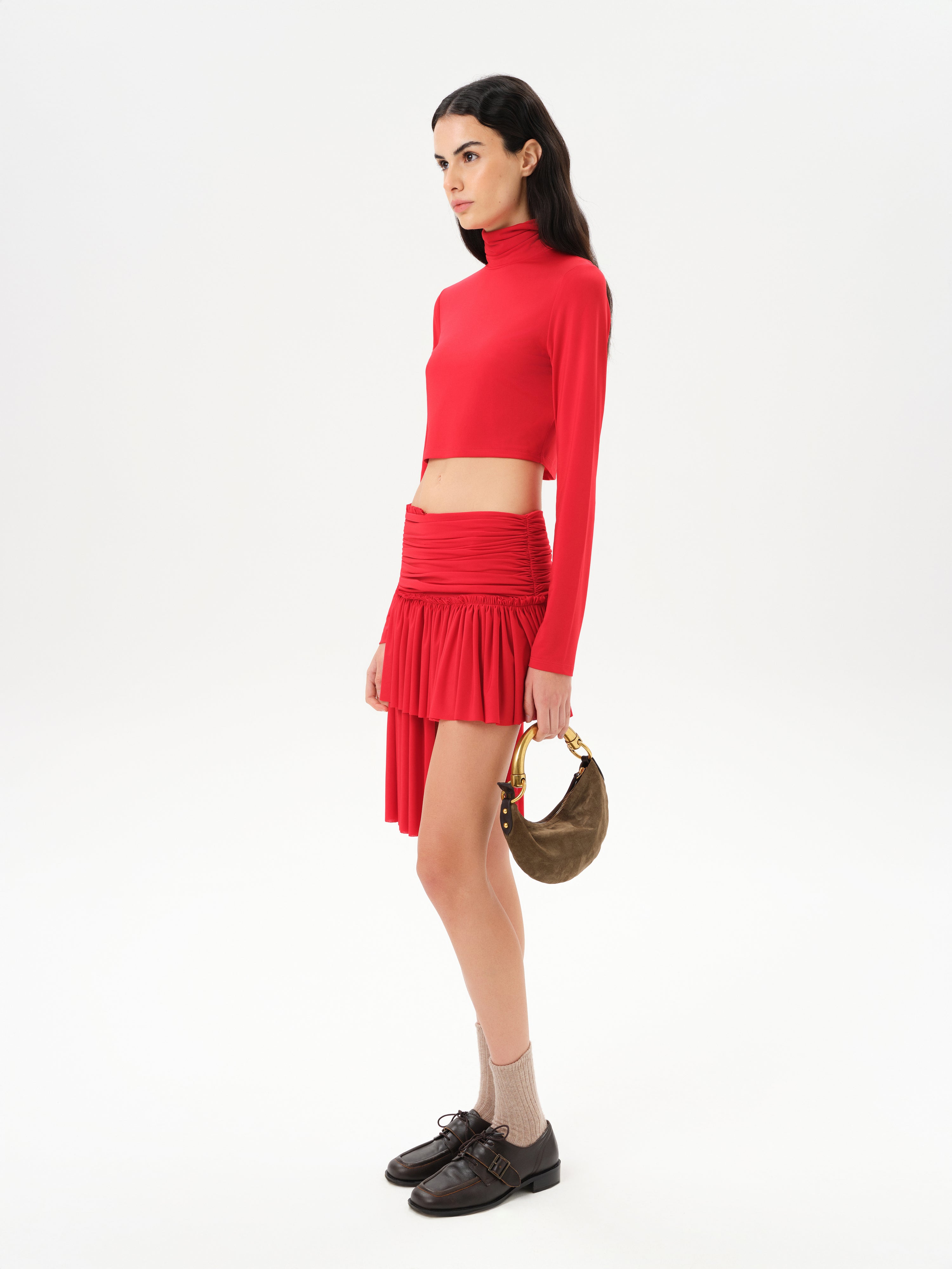 GIGI - Ruched mesh mini skirt