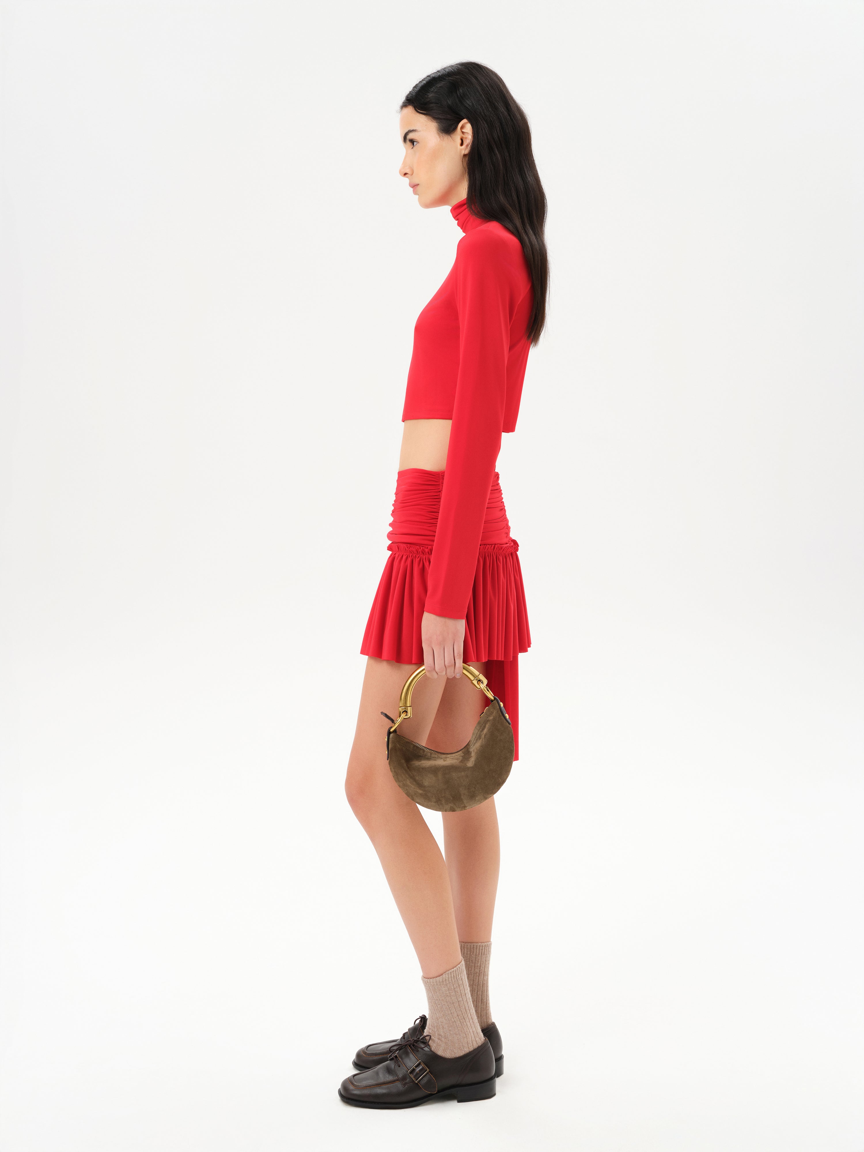 GIGI - Ruched mesh mini skirt