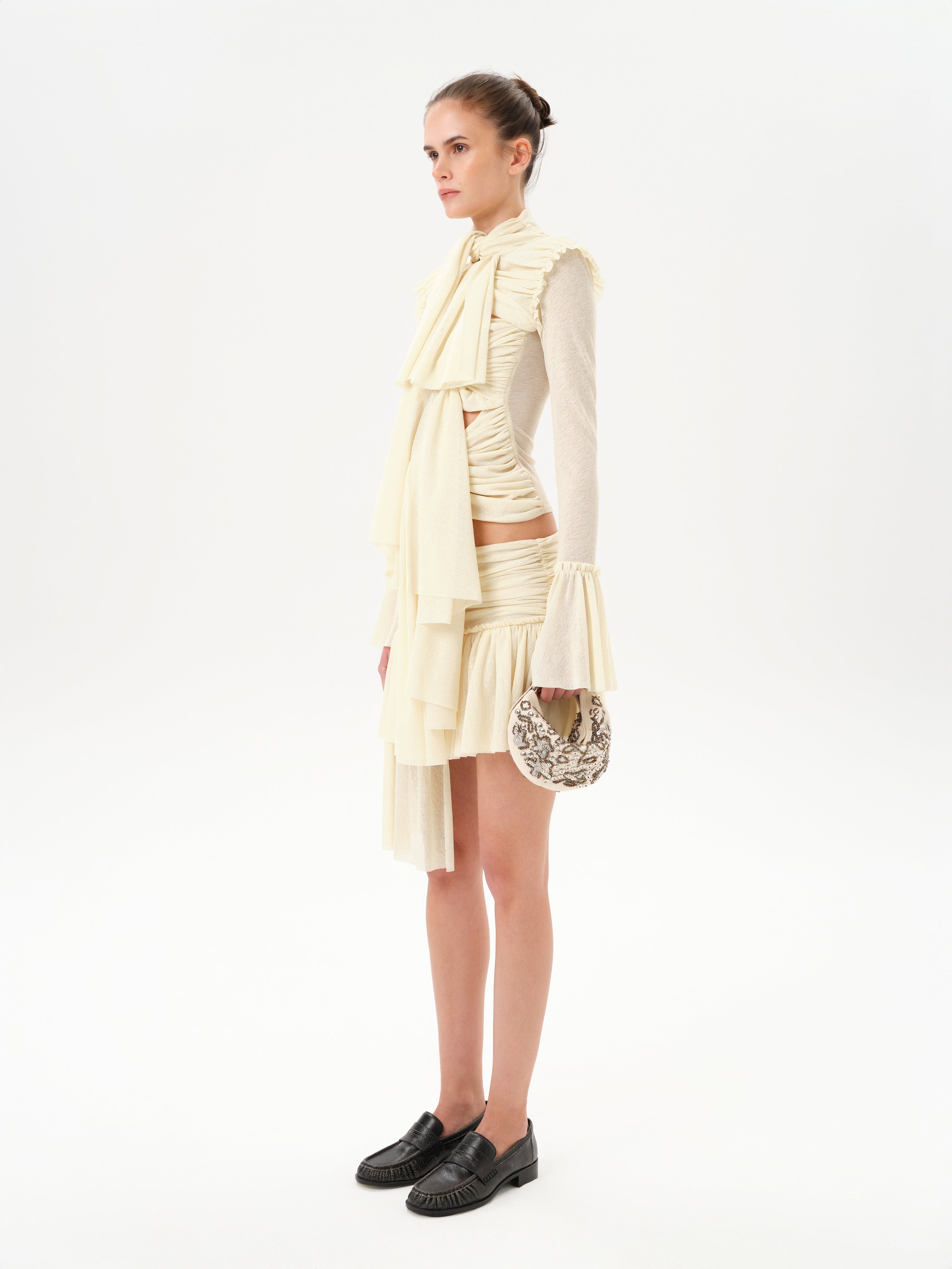 GIGI - Asymmetric jersey mini skirt