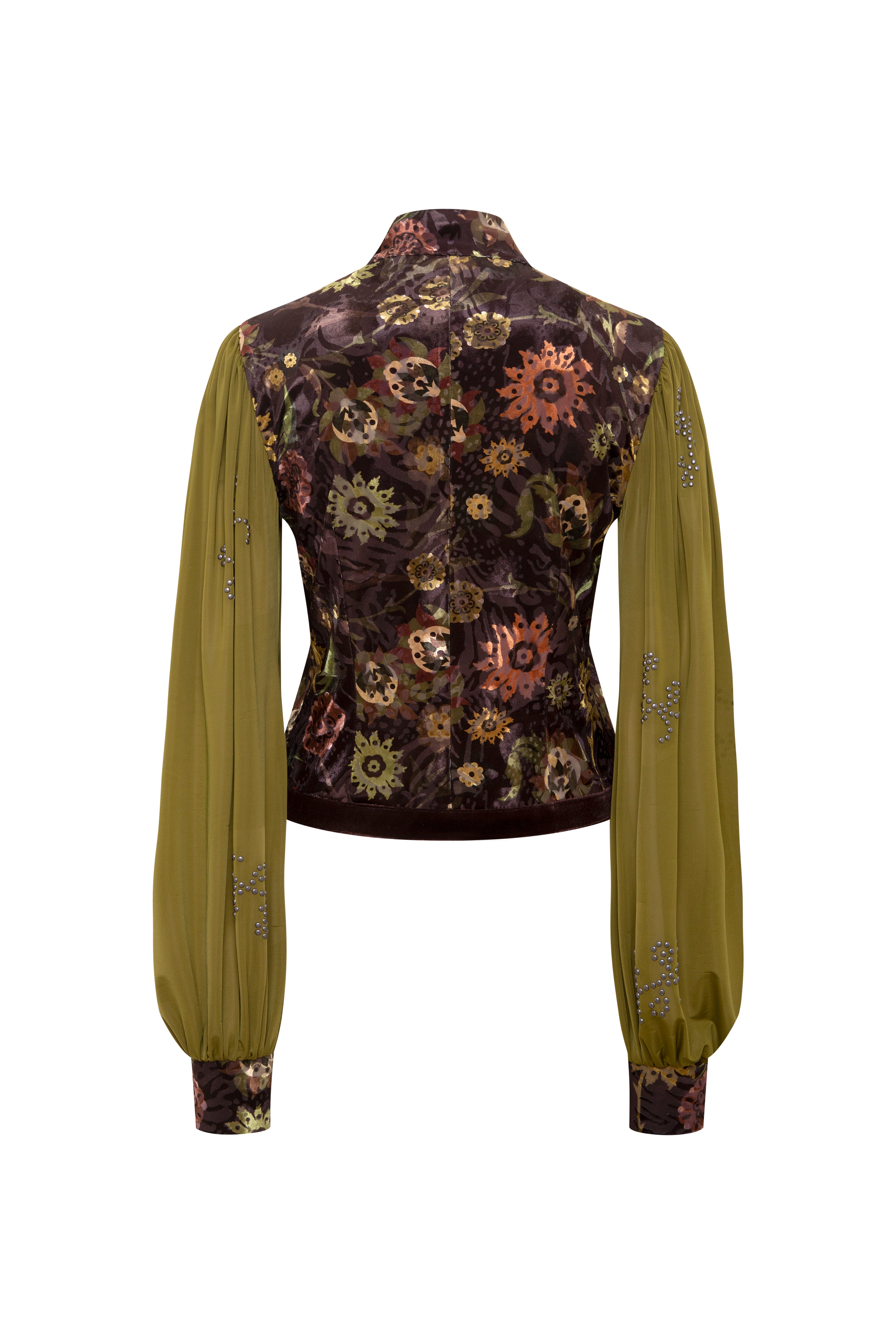 GILLIE - Mixed-fabric floral print shirt top
