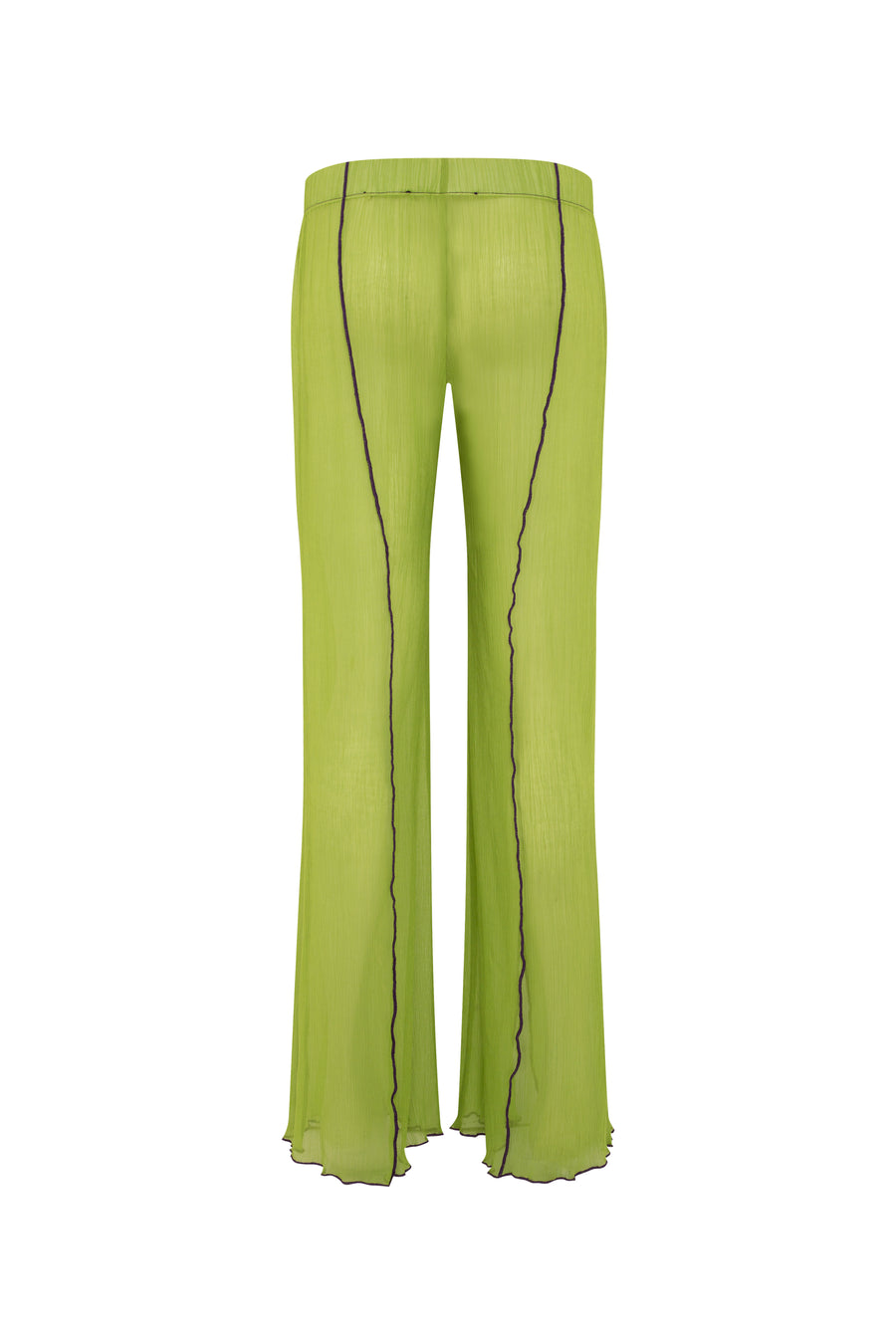 GUDO - Chiffon pants with front slits and contrast stitching